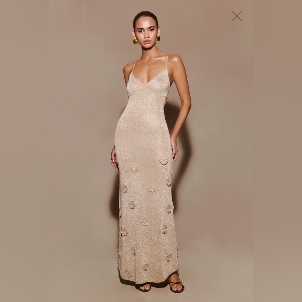 Meshki Suki Metallic Knit Maxi Dress - Gold